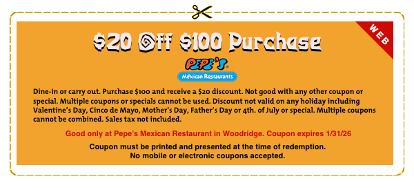 $20 Off Mexican Food