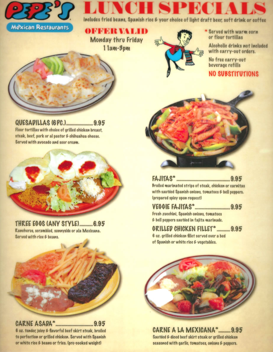 Mexican food deals near me menu